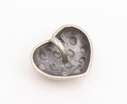 925 Sterling Silver Vintage Pendant Intense Carved Domed Love Heart  PT22877