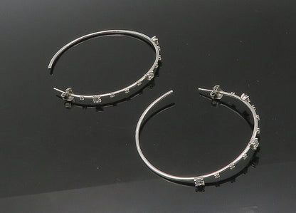 925 Sterling Silver  Vintage Sparkling Cubic Zirconia JHoop Earrings  EG10932