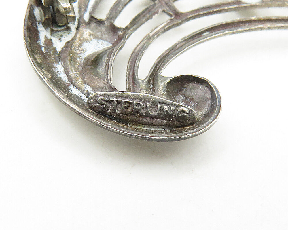 925 Sterling Silver  Vintage Antique Shiny Music Notes Brooch Pin  BP7082