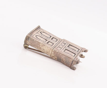 925 Sterling Silver Vintage Brooch Pin Solid Etched Antique Cupboard  BP11044
