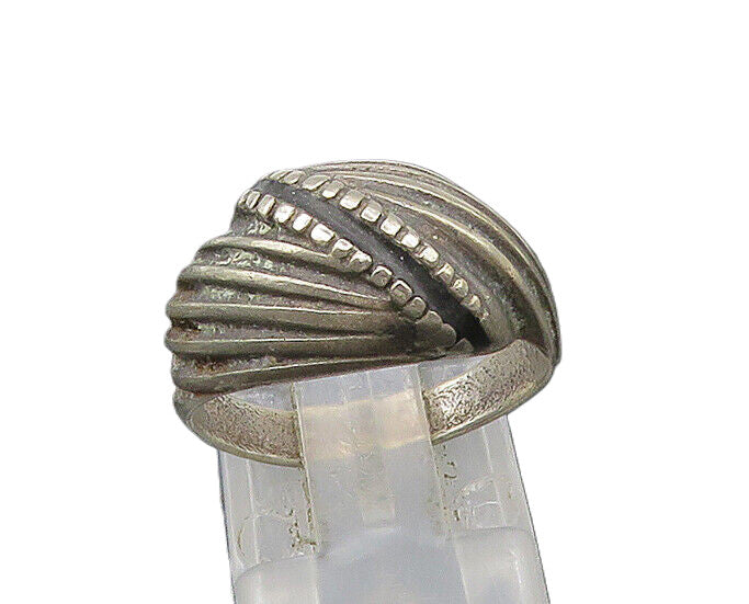 925 Sterling Silver  Vintage Dark Tone Fluted Dome Band Ring Sz 7  RG21515
