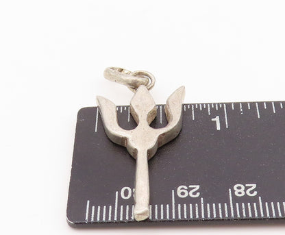 925 Sterling Silver Vintage Pendant Solid Cutout Pointed Devil weapon  PT24328