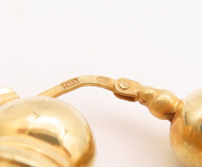 925 Sterling Silver Vintage Earrings Gold Plated Antique Carved Hoops  EG13220