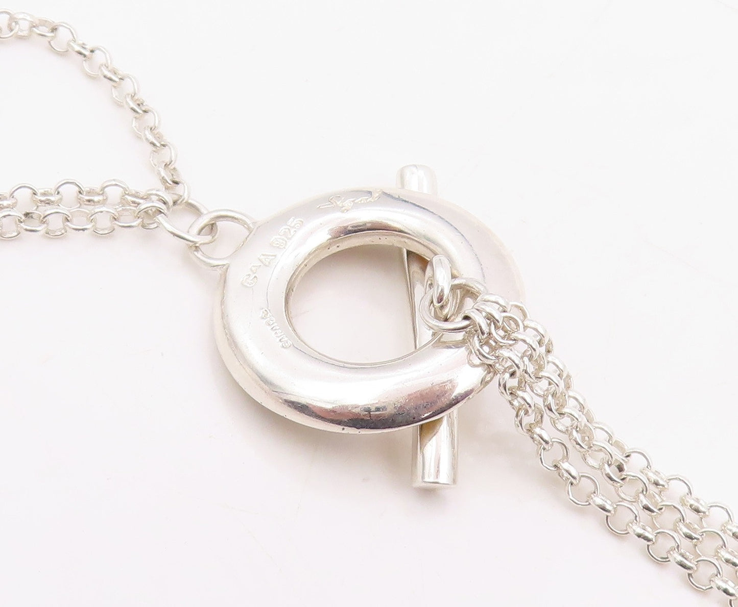 925 Sterling Silver Vintage Necklace DAVID SIGAL Enameled Leopard Toggle  NE4762