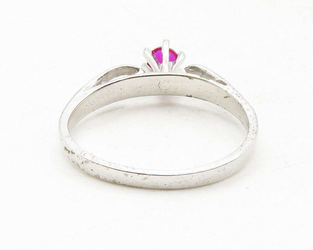 925 Sterling Silver  Prong Set Pink Topaz Shiny Solitaire Ring Sz 6.5  RG12857