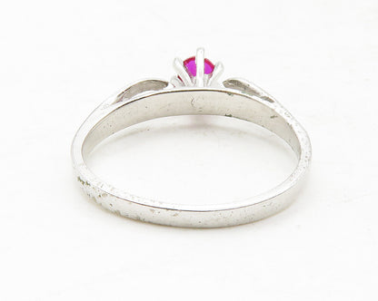 925 Sterling Silver  Prong Set Pink Topaz Shiny Solitaire Ring Sz 6.5  RG12857