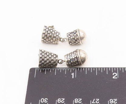 925 Sterling Silver Vintage Earrings GEOART Modernist Basket Weave Drop  EG13961