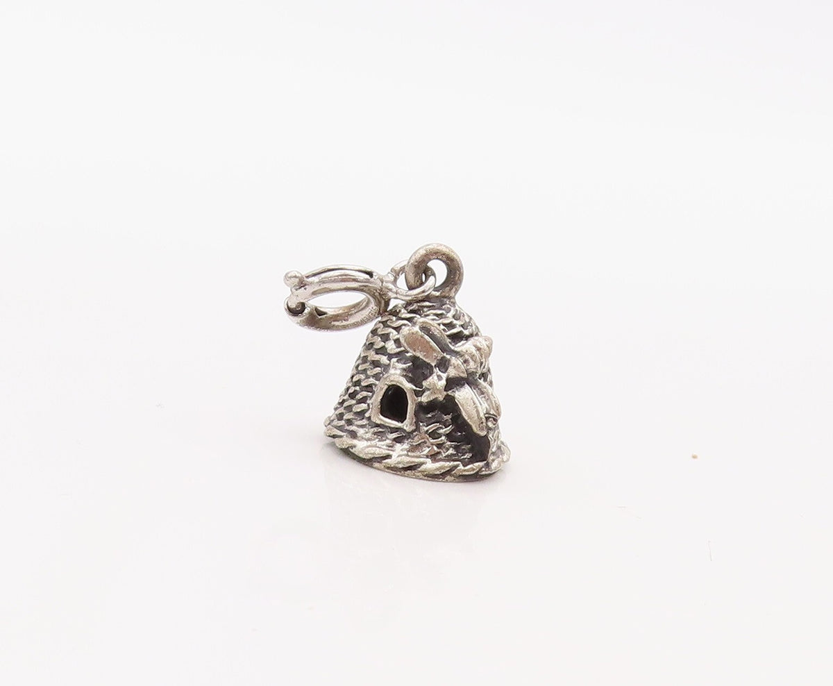 925 Sterling Silver Vintage Pendant Domed Carved Wind Mill  PT23562