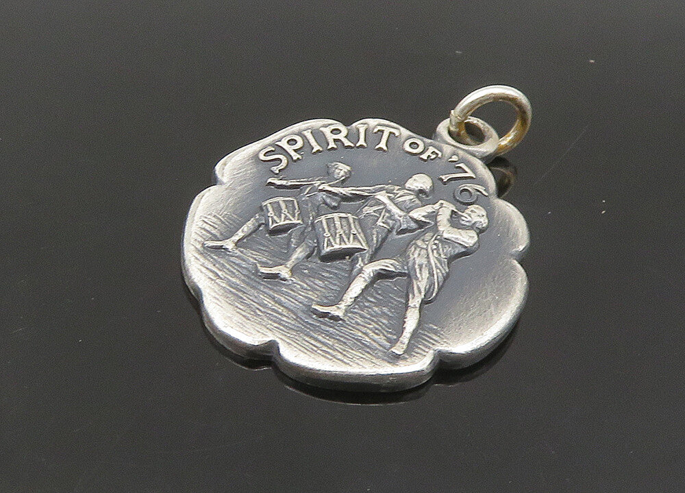925 Sterling Silver  Vintage Oxidized Spirit Of '76 Patriotic Pendant  PT18610