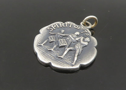 925 Sterling Silver  Vintage Oxidized Spirit Of '76 Patriotic Pendant  PT18610