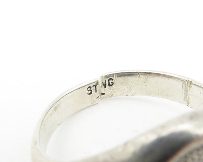 925 Sterling Silver  Vintage Bell Arrow Detail Dome Band Ring Sz 8  RG10796