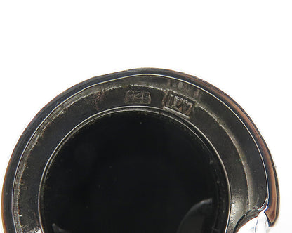 925 Sterling Silver  Cabochon Cut Black Onyx Shiny Slide Pendant  PT14368