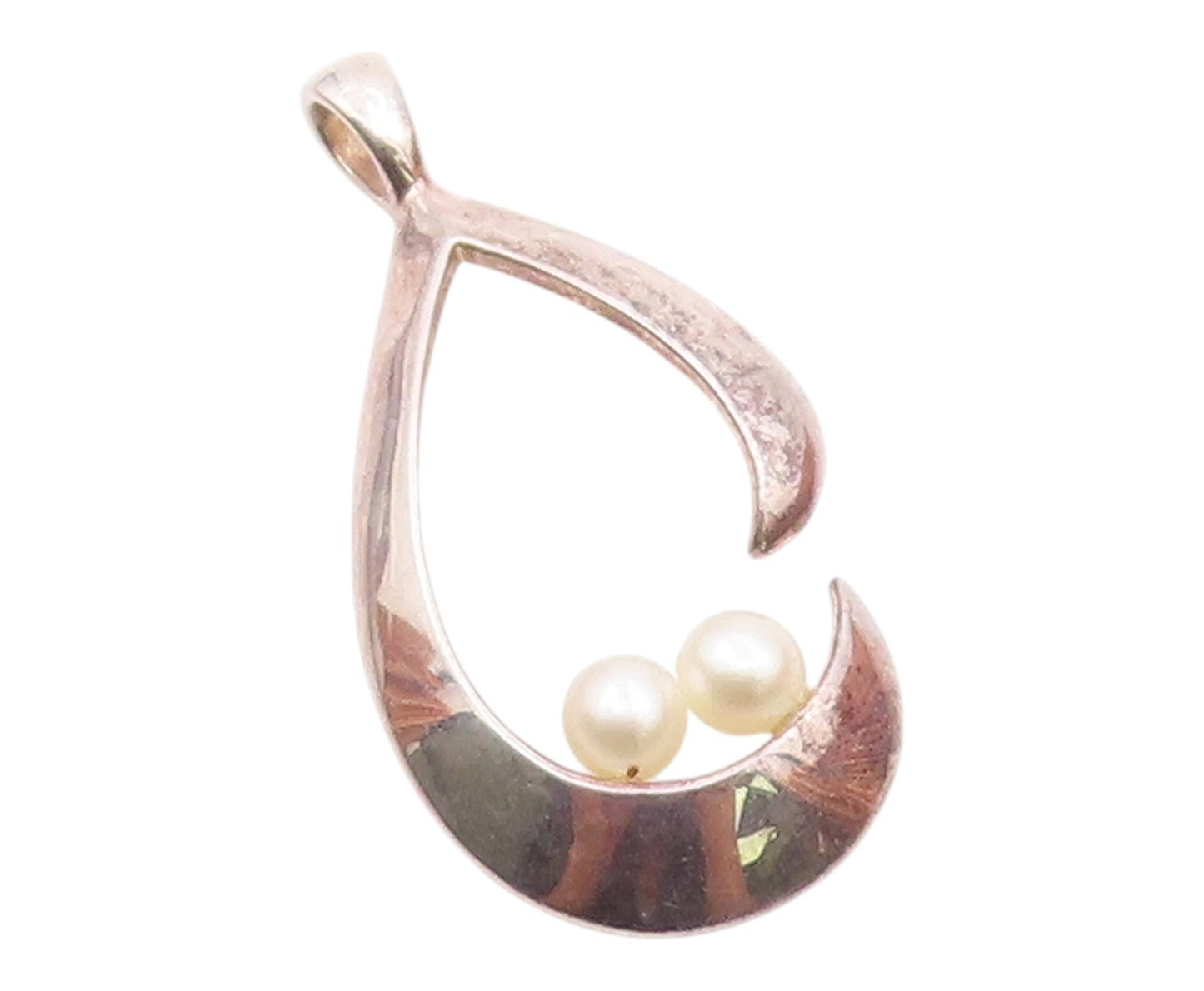 925 Sterling Silver  Vintage Petite Pearls Open Tear Drop Pendant  PT16148
