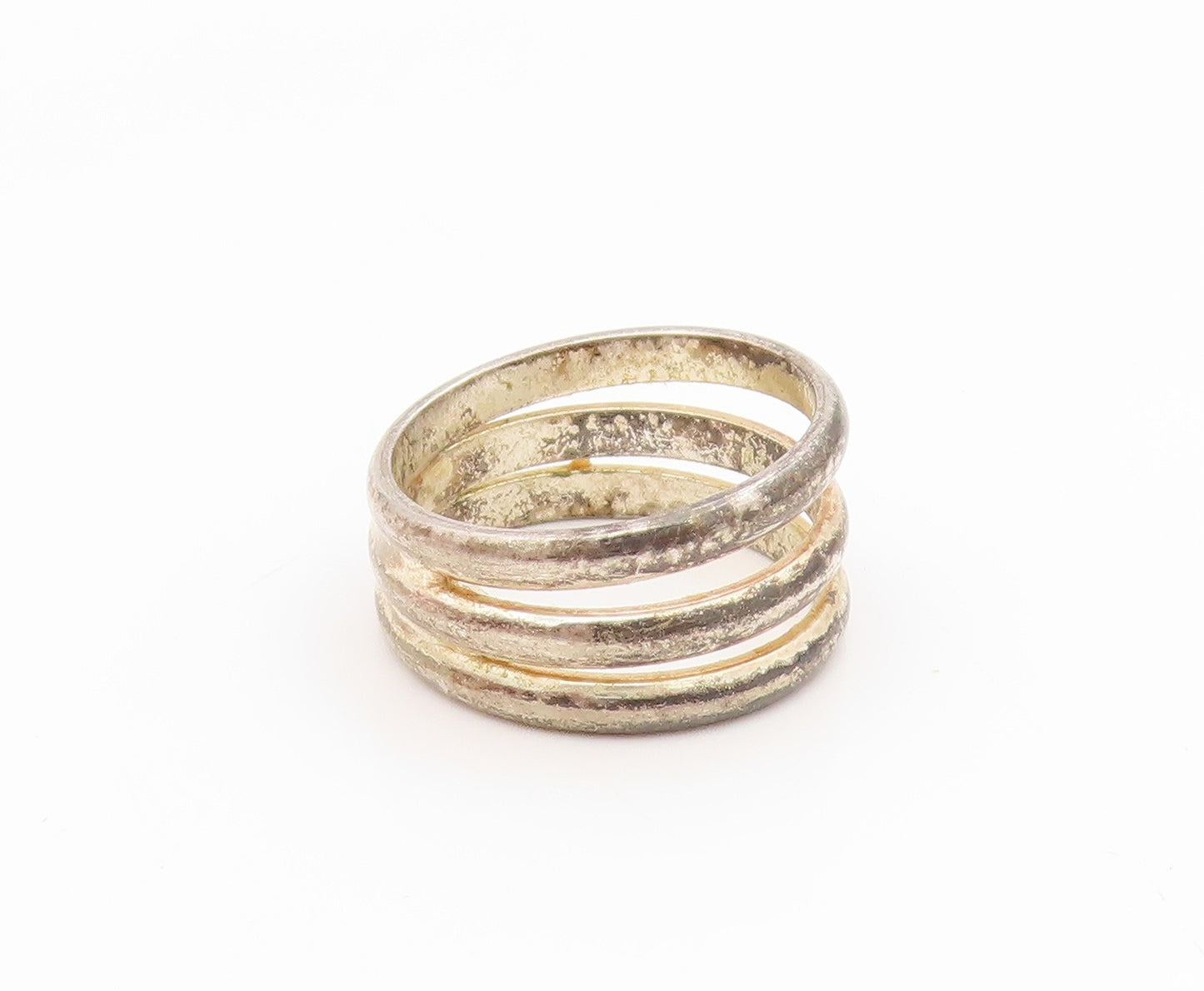 925 Sterling Silver Vintage Ring Chunky Triple Row Wide Band  Sz 7.5  RG34511