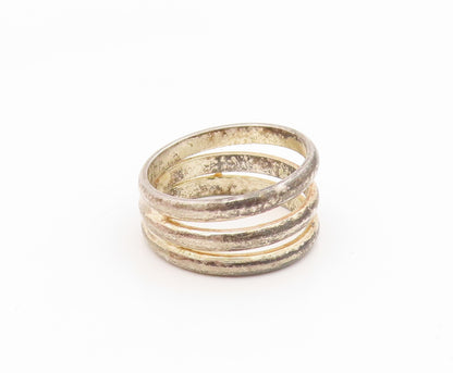 925 Sterling Silver Vintage Ring Chunky Triple Row Wide Band  Sz 7.5  RG34511