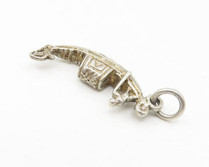 925 Sterling Silver  Vintage Petite Man Rowing Gondola Boat Pendant  PT8890