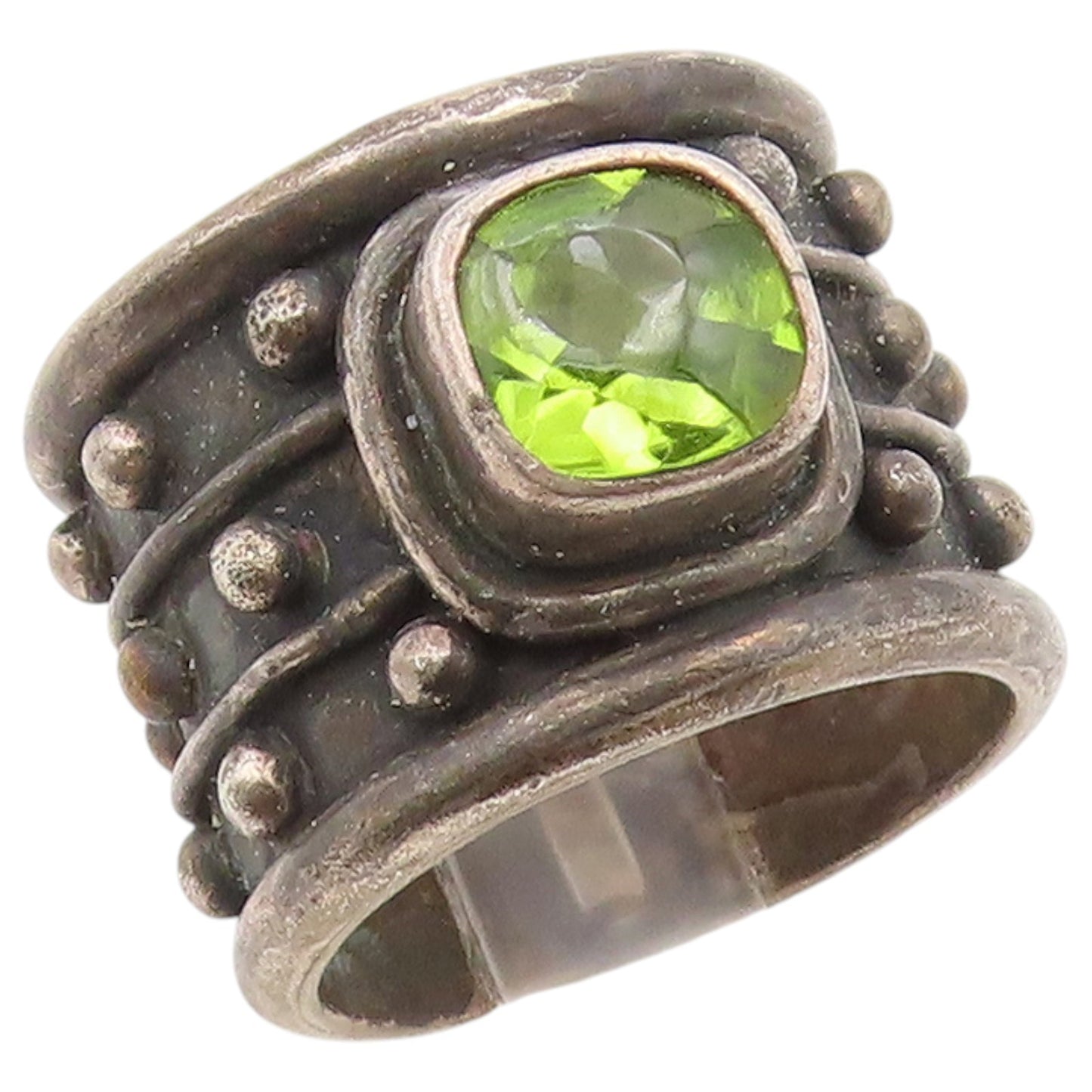 925 Sterling Silver Vintage Ring DEBORAH ARMSTRONG Peridot Band  Sz 6  RG36530