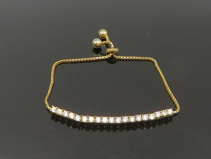 Gold Over 925 Silver  Cubic Zirconia Adjustable Child Box Chain Bracelet BT1104