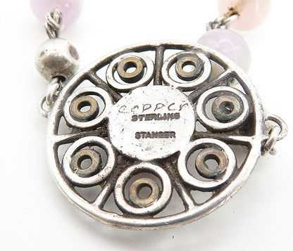 STRANGER 925 Silver  Vintage Carnelian Quartz & Agate Beaded Necklace  NE1383
