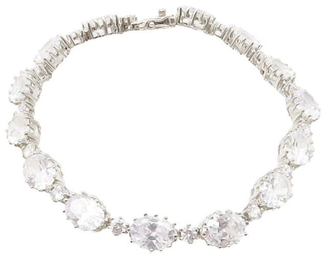 STAUER 925 Silver  Sparkling Prong Set Cubic Zirconia Chain Bracelet  BT5705
