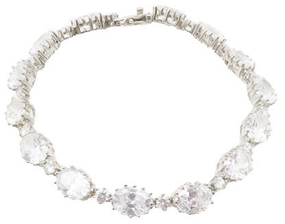 STAUER 925 Silver  Sparkling Prong Set Cubic Zirconia Chain Bracelet  BT5705