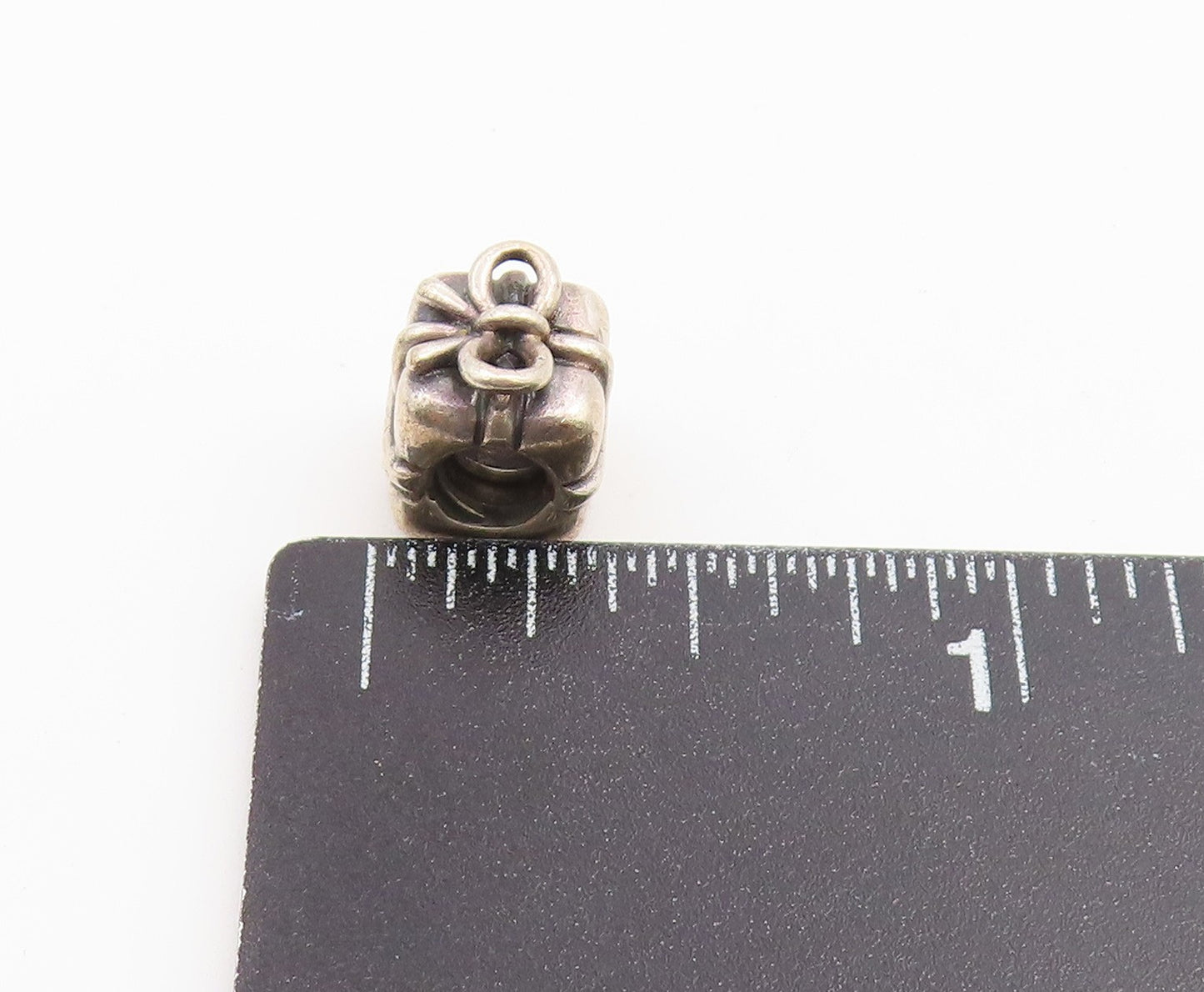 925 Sterling Silver Vintage Pendant PANDORA Wrapped Present Charm Bead  PT26619