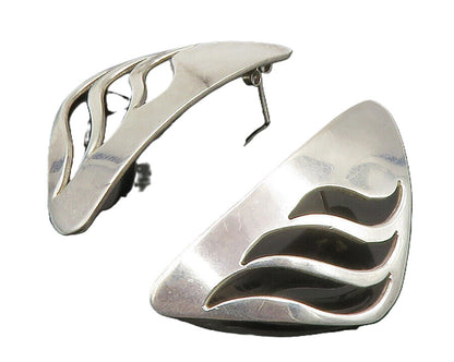 MEXICO 925 Sterling Silver  Vintage Shiny Cutout Design Drop Earrings  EG6872