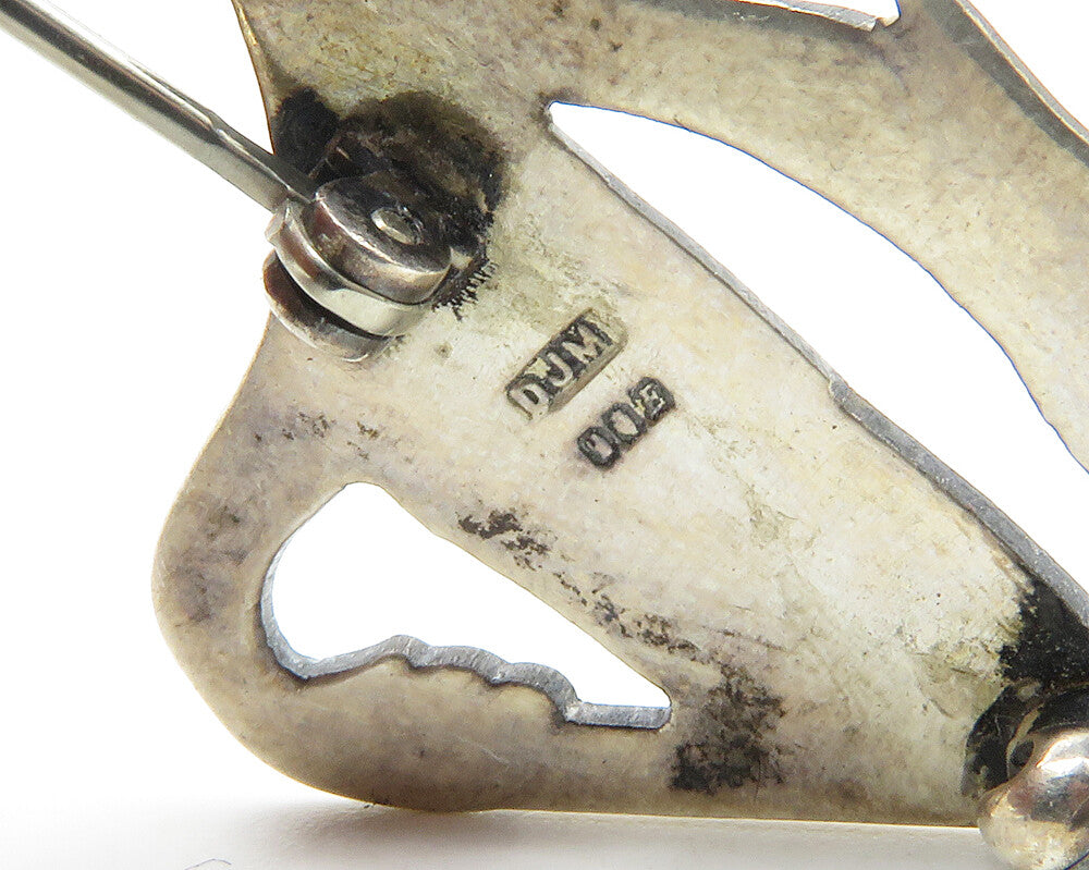 DJM ENGLAND 925 Silver  Vintage Harp Musical Instrument Brooch Pin  BP5360