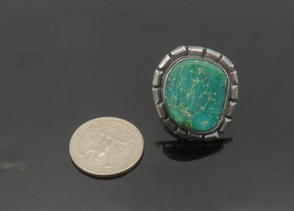 NAVAJO 925 Silver  Vintage Turquoise Split Shank Cocktail Ring Sz 7  RG20527