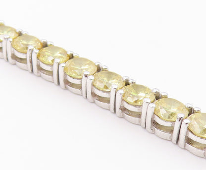 925 Sterling Silver  Vintage Yellow Cubic Zirconia Tennis Bracelet  BT8991