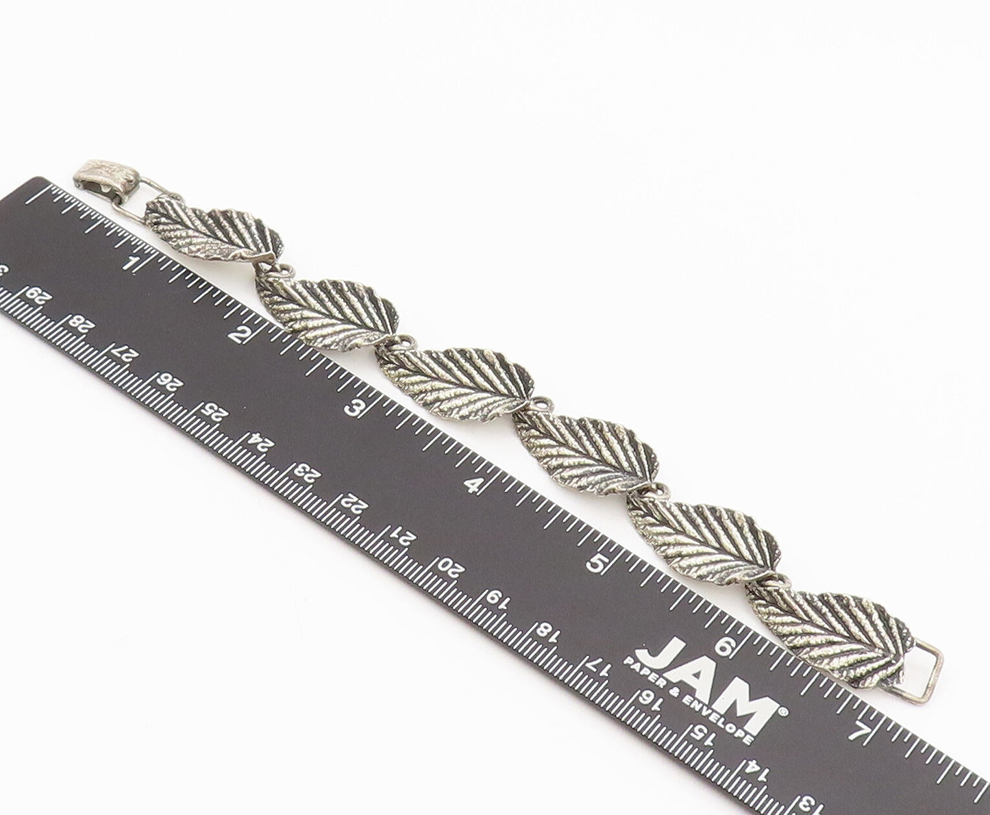 NAPIER 925 Silver  Vintage Antique Leaf Stancil Cut Link Bracelet  BT9957