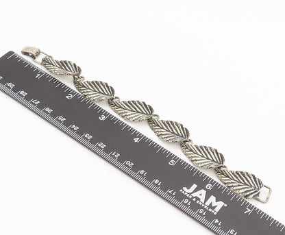 NAPIER 925 Silver  Vintage Antique Leaf Stancil Cut Link Bracelet  BT9957