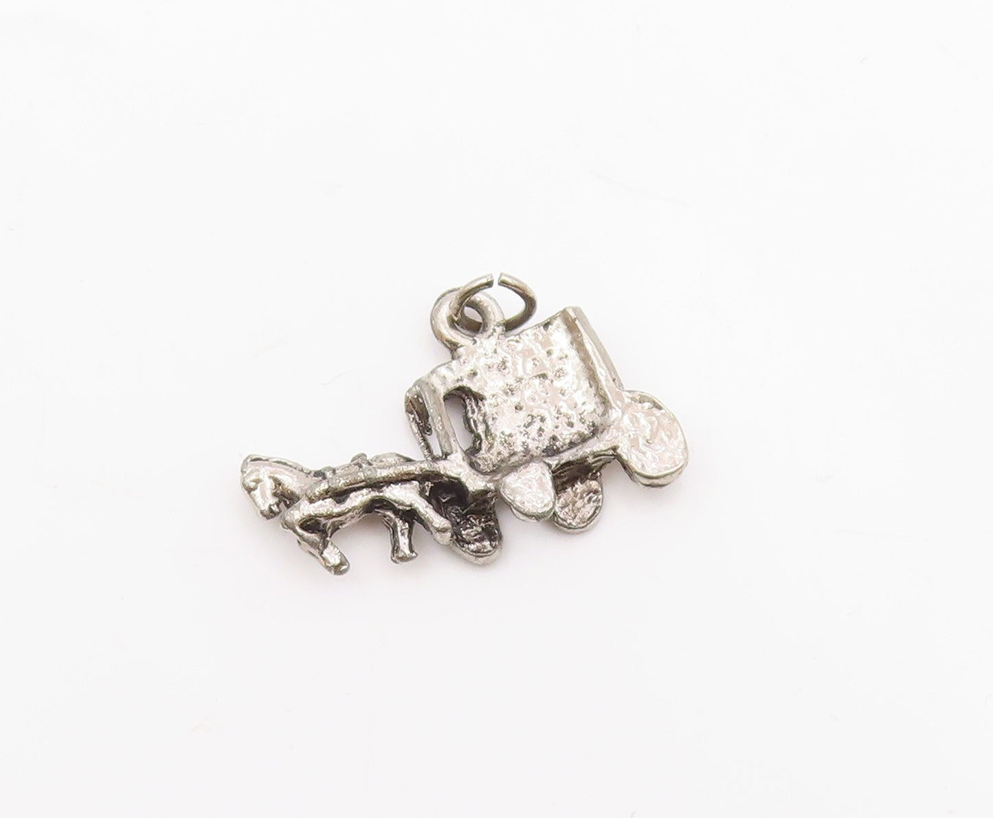 925 Sterling Silver  Vintage Petite Dark Tone Horse & Carriage Pendant  PT6850