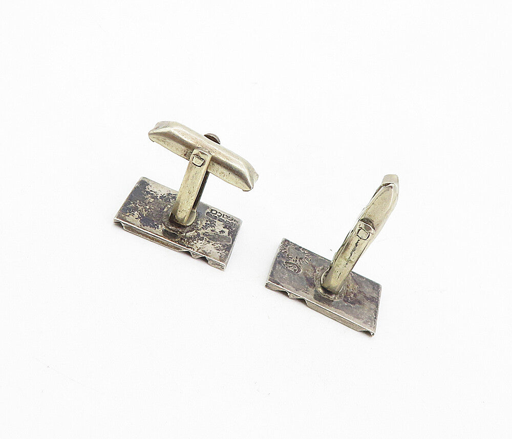 MEXICO 925 Sterling Silver  Vintage Linear Etched Design Cuff Links  TR1338