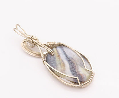 925 Sterling Silver Vintage Pendant Designer Solid Framed Oval Agate  PT22943