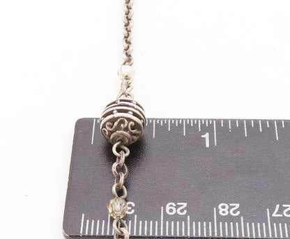 925 Sterling Silver  Vintage Dark Tone Swirl Detail Chain Necklace NE1442