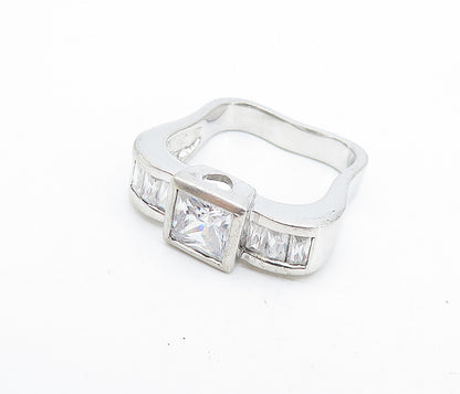 925 Sterling Silver Cubic Zirconia Solitaire With Accents Ring Sz 6 RG6769