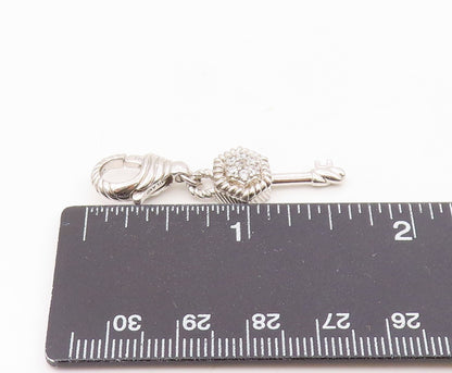 JUDITH RIPKA 925 Silver  Vintage Cubic Zirconia Key Motif Pendant  PT19498