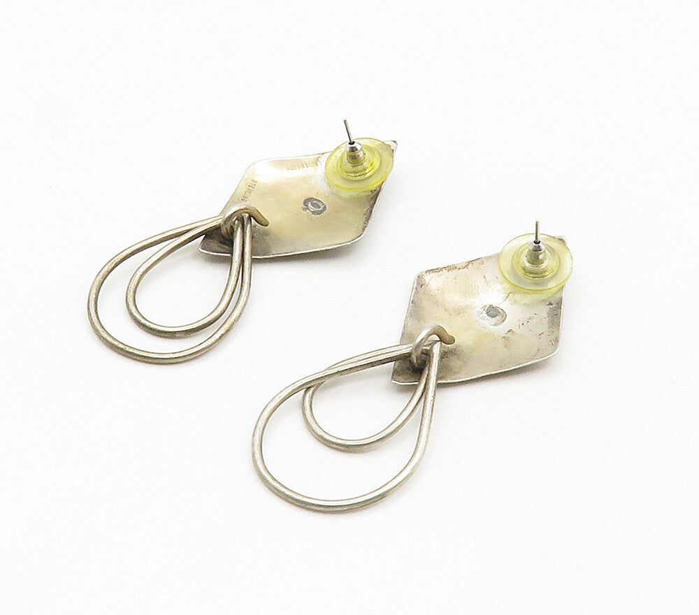 LOUIS BOOTH 925 Silver  Vintage Diamond Shape Linked Dangle Earrings  EG8064