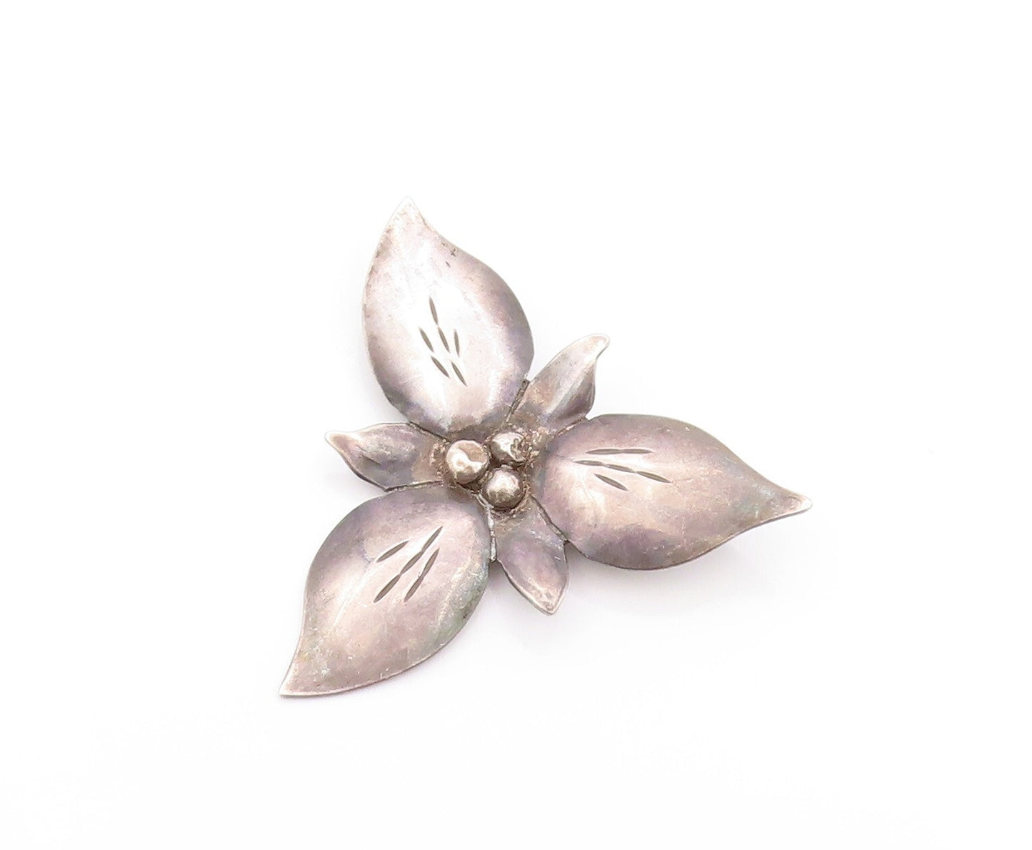 925 Sterling Silver Vintage Brooch BOB FORD Dark Tone Flower Cutout  BP11547