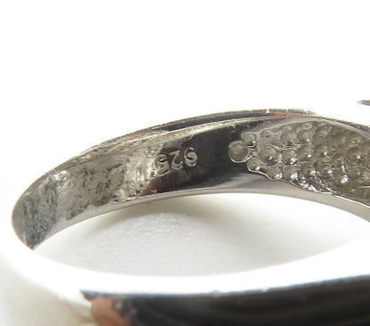 925 Sterling Silver  Topaz & Black Hematite Heart Cocktail Ring Sz 6.5 RG15489