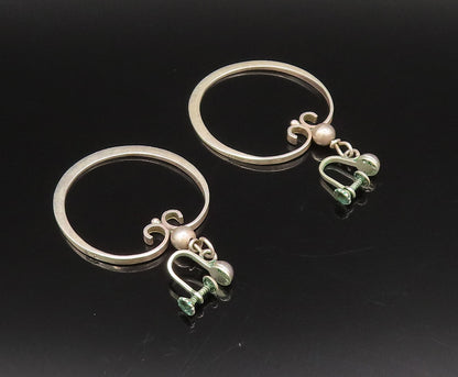 925 Silver  Vintage Swirled Circle & Bead Ball Screw Back Earrings  EG12212
