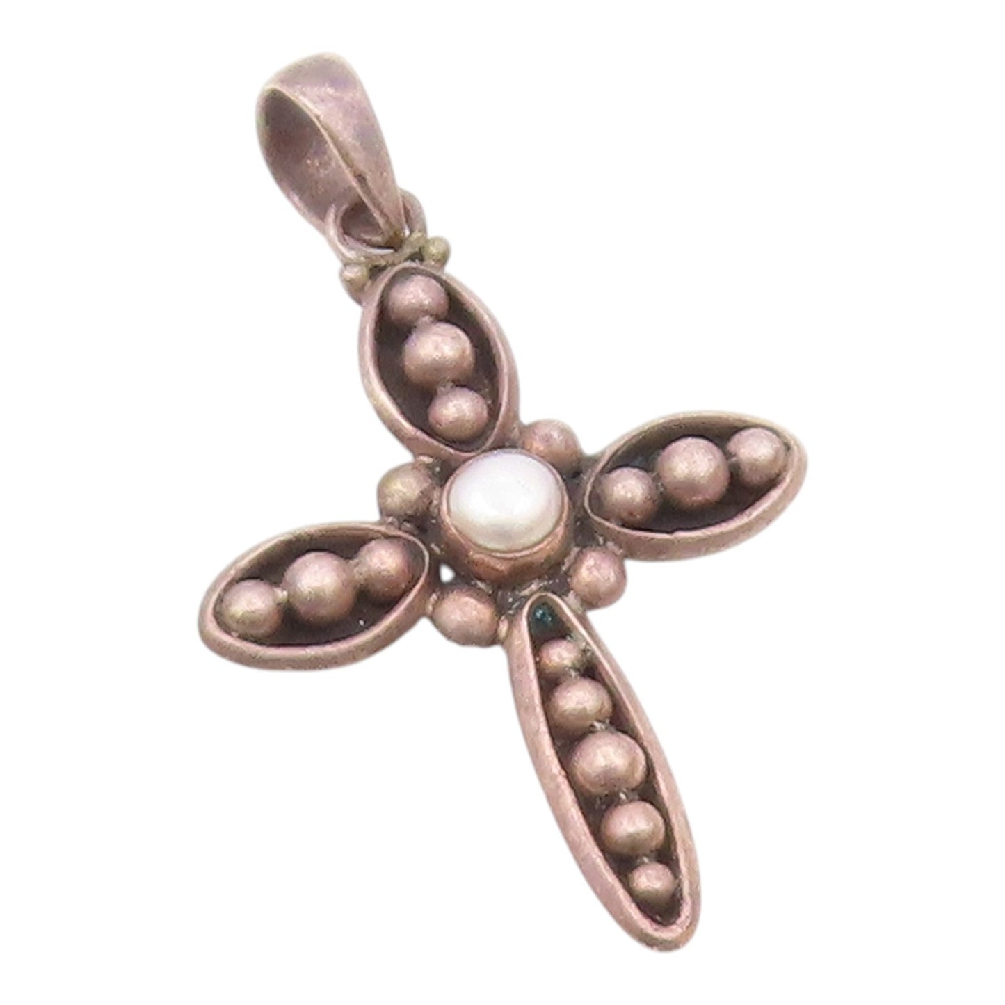 SILPADA 925 Sterling Silver  Vintage Pearl Religious Cross Pendant  PT16076