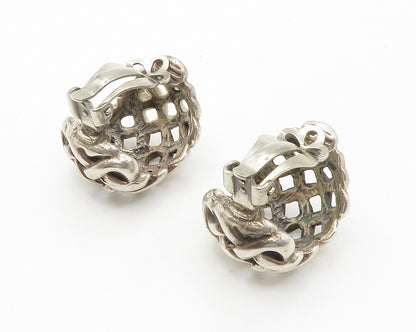 925 Sterling Silver  Vintage Weaved Design Non Pierce Drop Earrings  EG7330