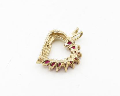 925 Sterling Silver  Vintage Ruby Two Tone Open Love Heart Pendant  PT14803