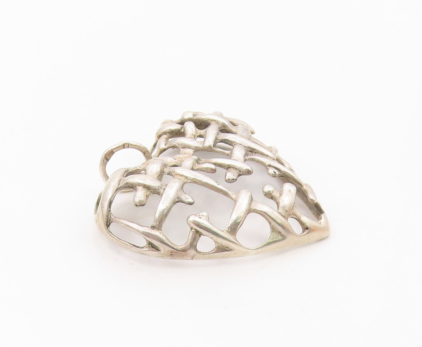 POLAND 925 Sterling Silver  Vintage Modernist Love Heart Pendant  PT14915