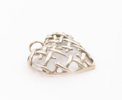 POLAND 925 Sterling Silver  Vintage Modernist Love Heart Pendant  PT14915