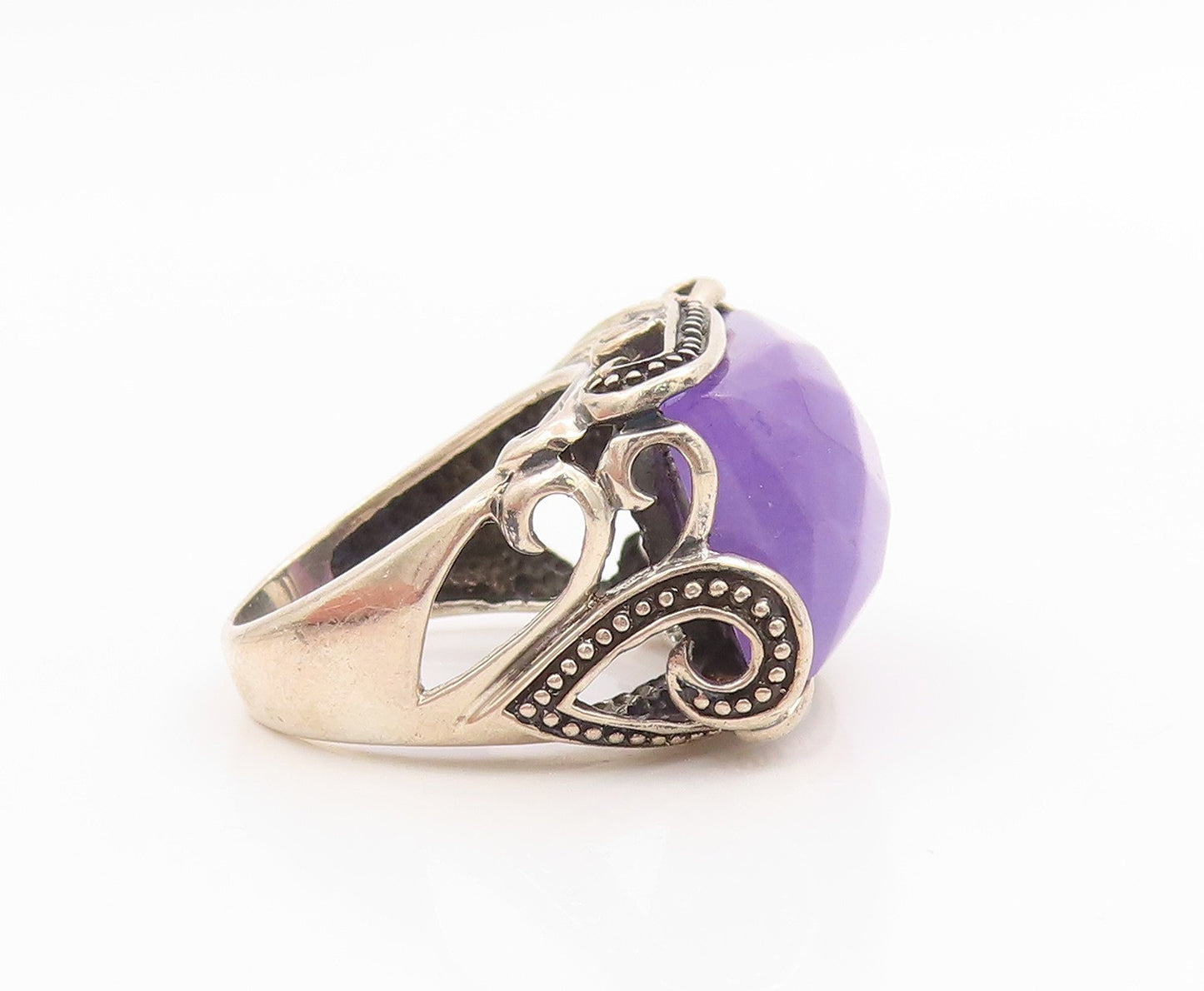 925 Sterling Silver Vintage Ring Purple Amethyst Statement Band  Sz 7  RG35737