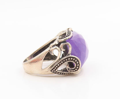 925 Sterling Silver Vintage Ring Purple Amethyst Statement Band  Sz 7  RG35737