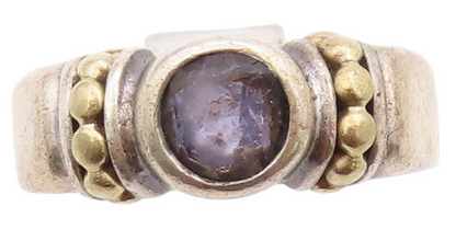 18K Gold & 925 Sterling Silver Vintage Ring LAGOS CAVIAR Amethyst Sz 3.5 RG33560